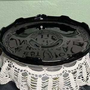 Vintage Black Glass Starburst Serving Bowl – Attributed to L.E. Smith